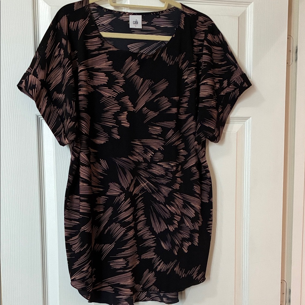 CAbi Black and Pink Patterned Blouse